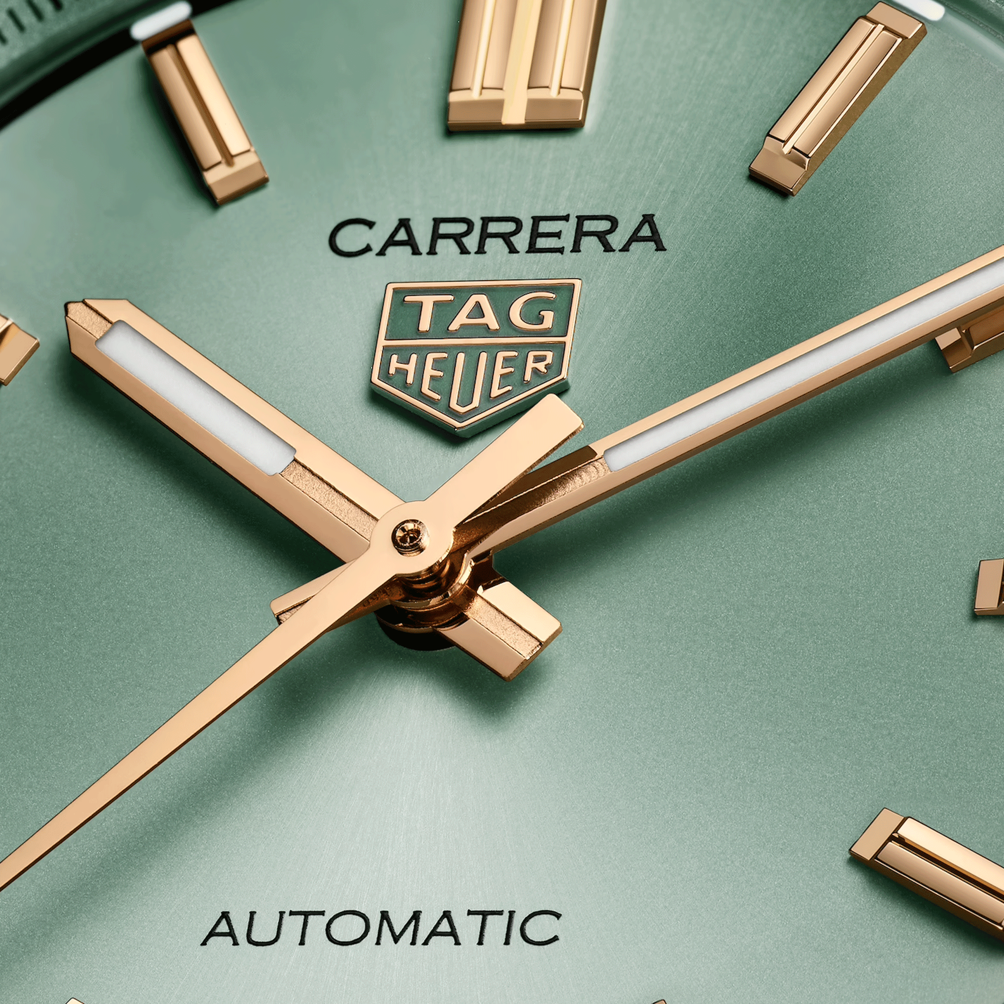 Montre TAG Heuer Carrera automatique index or rose cadran vert bracelet acier 36 mm WBN2312.BA0001