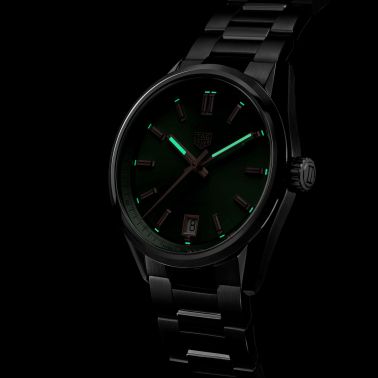 Montre TAG Heuer Carrera automatique index or rose cadran vert bracelet acier 36 mm WBN2312.BA0001
