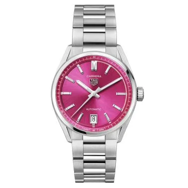 TAG Heuer Carrera automatic watch pink dial steel bracelet 36 mm WBN2313.BA0001