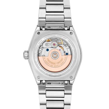 Montre Frédérique Constant Highlife Ladies Sparkling automatique lunette sertie cadran bleu bracelet acier 34 mm