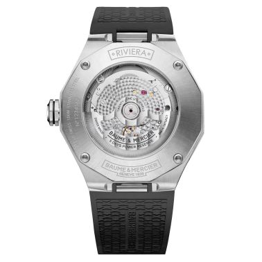 Montre Baume et Mercier Riviera Phase de Lune automatique cadran gris bracelet caoutchouc gris 43 mm 10681