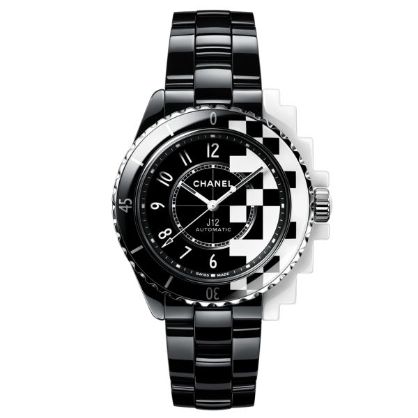 Montre CHANEL J12 Cybernetic automatique cadran noir blanc bracelet céramique haute résistance 38 mm