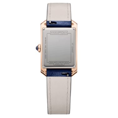 Baume et Mercier Hampton Rose Gold Quartz watch blue dial blue leather strap 35 x 22 mm 10674