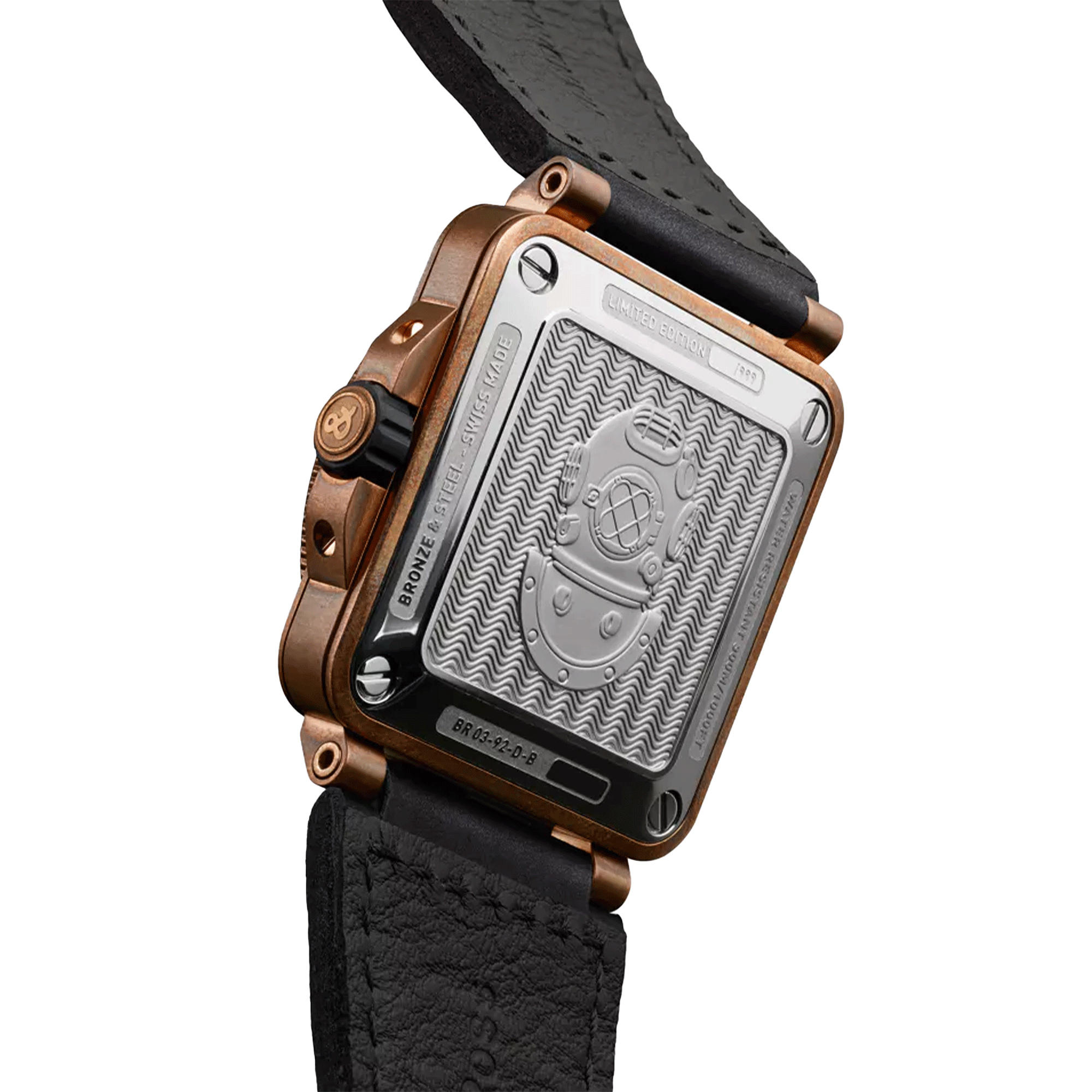 Montre Bell & Ross BR 03-92 Diver White Bronze automatique cadran blanc bracelet cuir 42 mm
