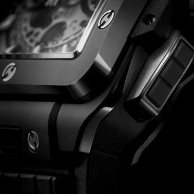 Montre Hublot Square Bang Unico Black Magic automatique cadran squelette bracelet caoutchouc noir 42 mm 821.CI.0170.RX