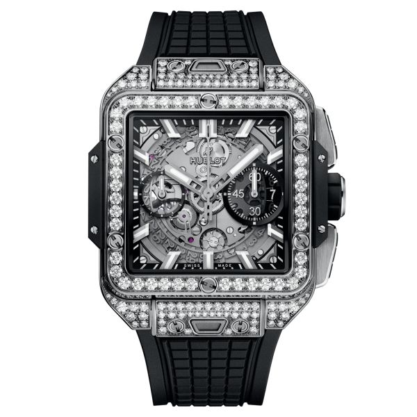 Hublot Square Bang Unico Titanium watch Automatic skeleton dial black rubber strap 42 mm