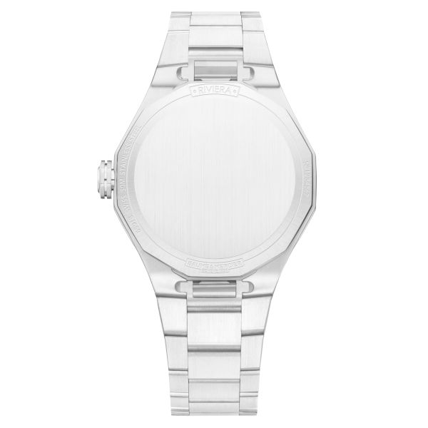 Baume et Mercier Riviera quartz watch violet dial steel bracelet 33 mm