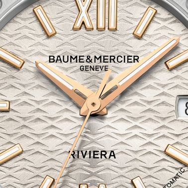 Montre Baume et Mercier Riviera quartz cadran doré bracelet acier 33 mm 10730