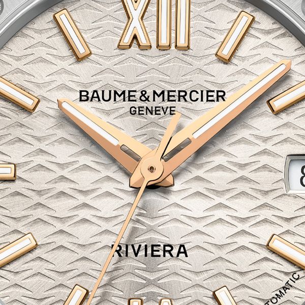 Montre Baume et Mercier Riviera quartz cadran doré bracelet acier 33 mm 10730