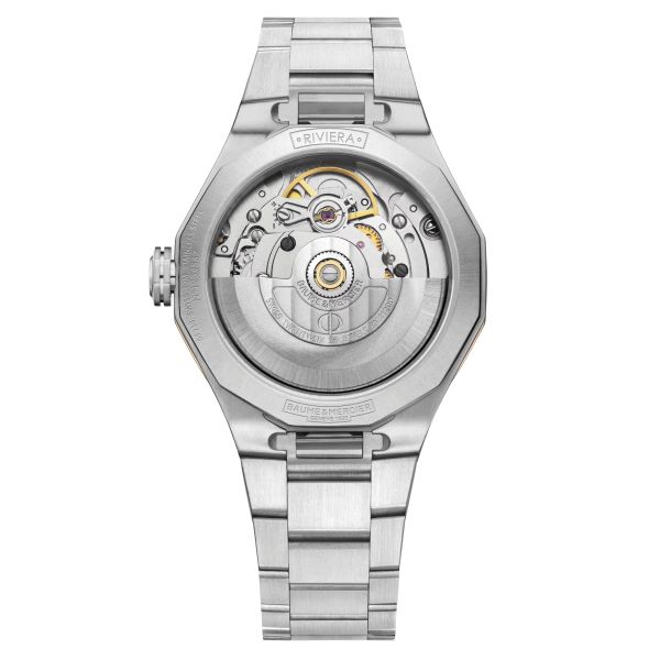 Baume et Mercier Riviera quartz watch gold dial steel bracelet 33 mm