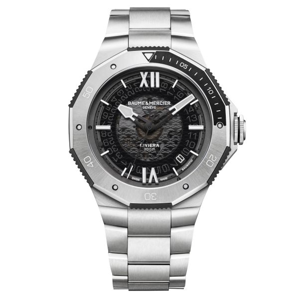 Baume et Mercier Riviera automatic watch black dial steel bracelet 42 mm 10717