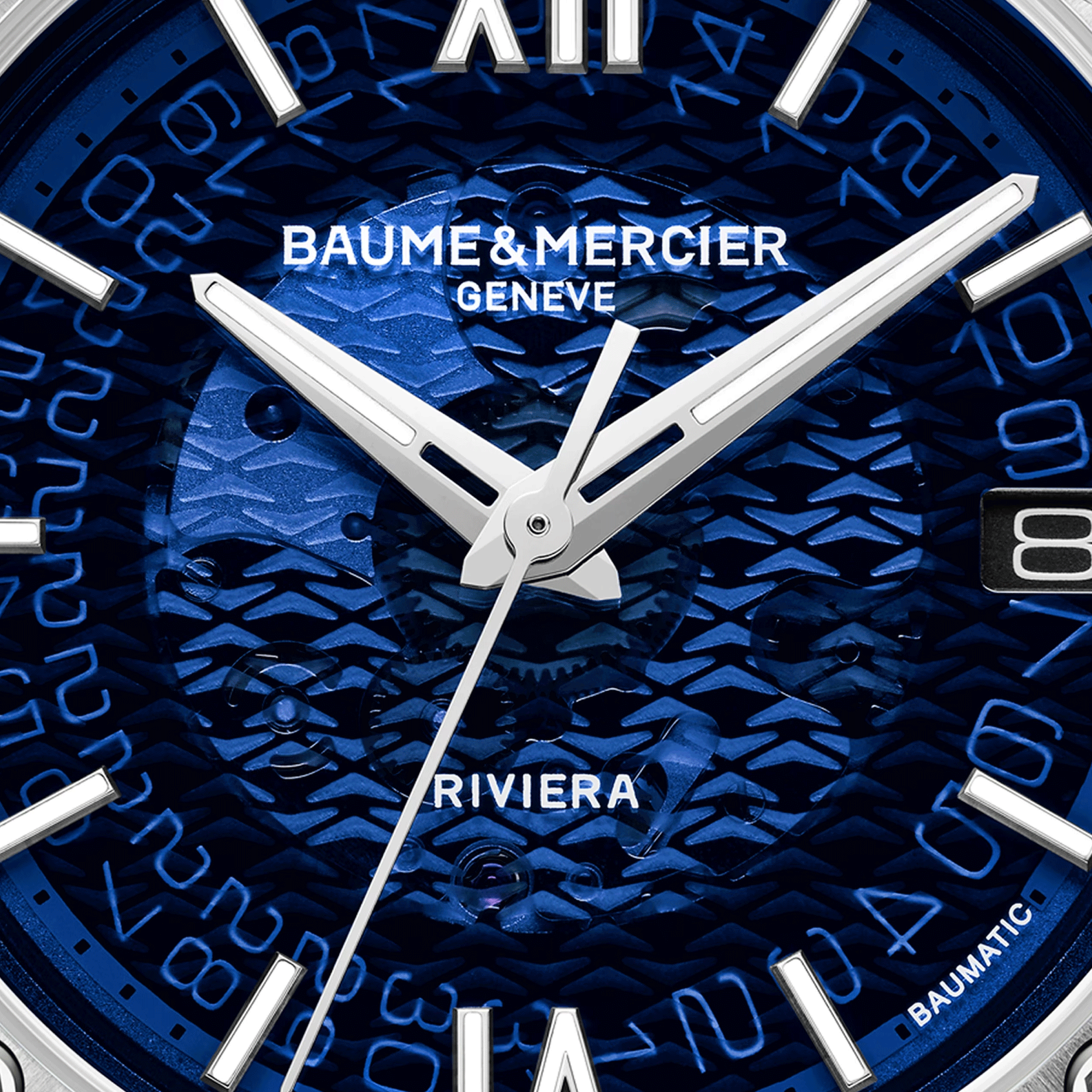 Montre Baume et Mercier Riviera automatique cadran bleu bracelet cuir bleu 39 mm 10714