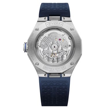 Montre Baume et Mercier Riviera automatique cadran bleu bracelet cuir bleu 39 mm 10714