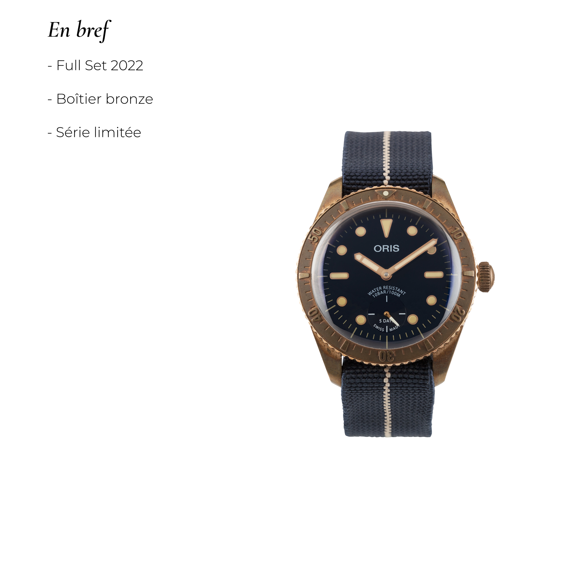 Montre Oris Divers Carl Brashear bronze Calibre 401 automatique 40 mm Full Set 2022