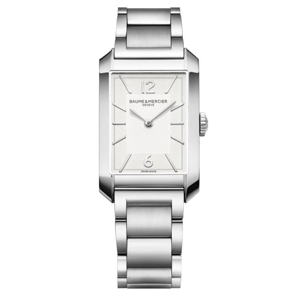 Montre Baume et Mercier Hampton quartz cadran blanc bracelet acier 35 x 22 mm 10740