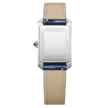 Baume et Mercier Hampton Diamonds quartz watch blue dial blue leather strap 35 x 22 mm 10709
