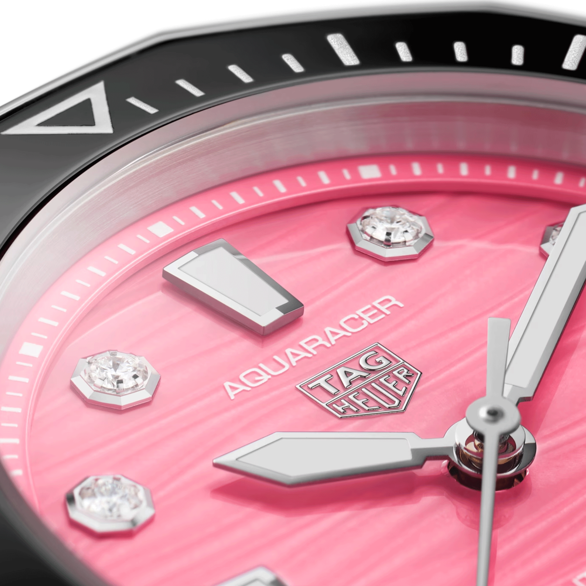 Montre TAG Heuer Aquaracer Professional 300 automatique index diamants cadran rose bracelet acier 36 mm WBP231J.BA0618