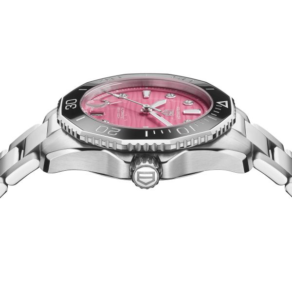 Montre TAG Heuer Aquaracer Professional 300 automatique index diamants cadran rose bracelet acier 36 mm WBP231J.BA0618