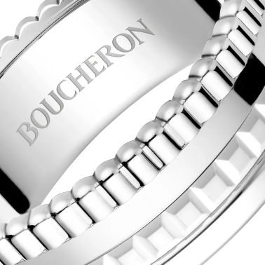 Boucheron Quatre Double White Edition small ring in white gold and hyceram