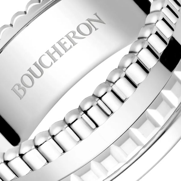 Boucheron Quatre Double White Edition small ring in white gold and hyceram
