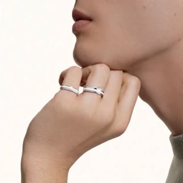 Boucheron Quatre Double White Edition small ring in white gold and hyceram