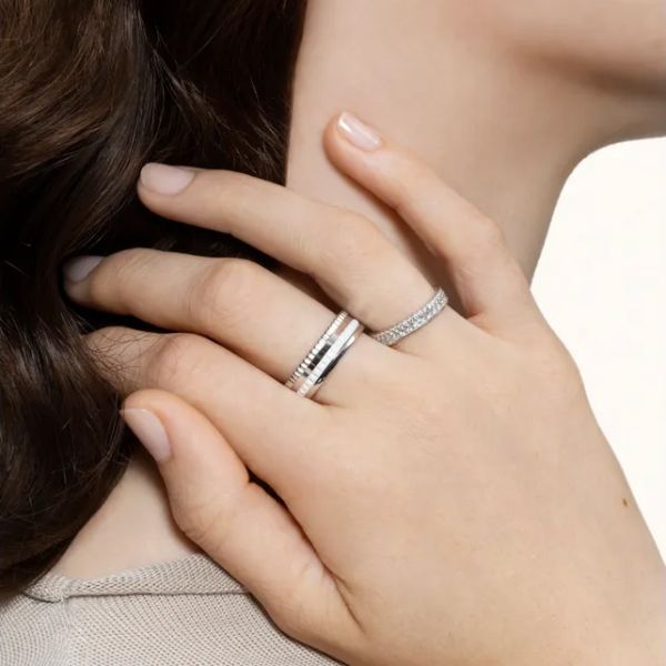 Boucheron Quatre Double White Edition small ring in white gold and hyceram