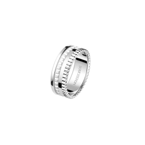 Bague Boucheron Quatre Double White Edition small en or blanc et hyceram JRG03276