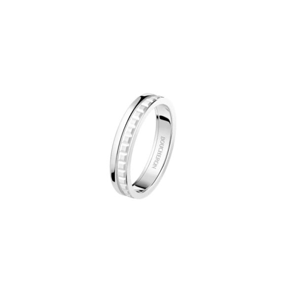 Boucheron Quatre Double White Edition wedding ring in white gold and hyceram