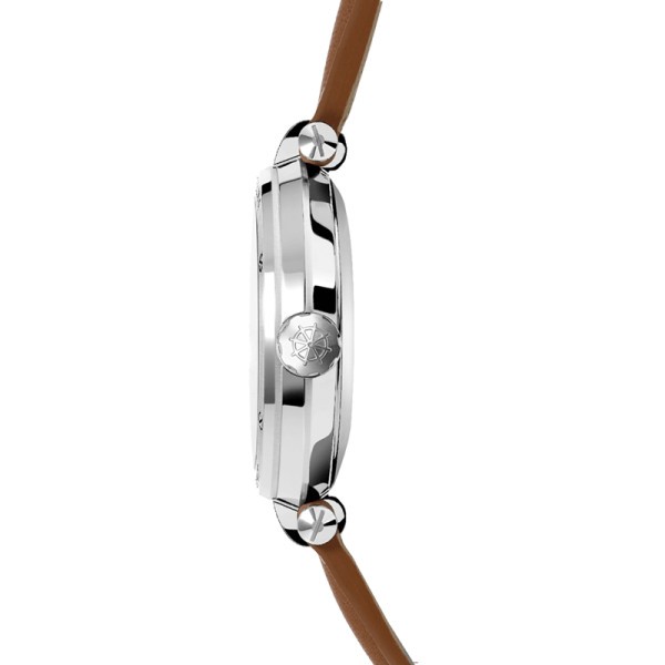 Montre Michel Herbelin Newport automatique cadran nacre bracelet cuir brun 35 mm