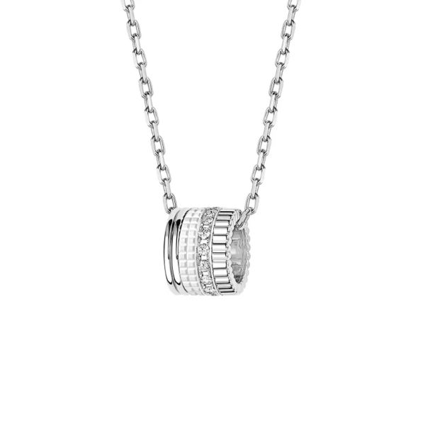 Collier Boucheron Quatre Double White Edition grand modèle en or blanc diamants et hyceram JPN00681