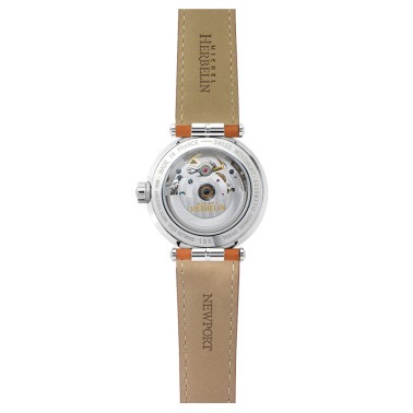 Montre Michel Herbelin Newport automatique cadran nacre bracelet cuir brun 35 mm