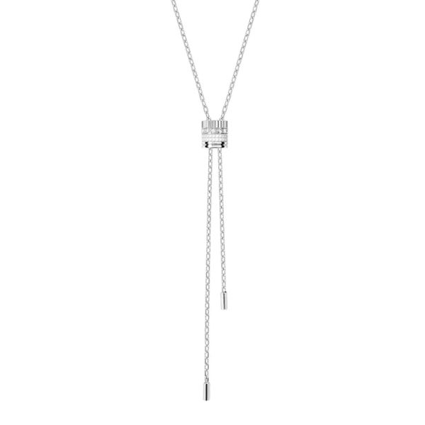 Collier cravate Boucheron Quatre Double White Edition, petit modèle en or blanc diamants et hyceram JCL01310