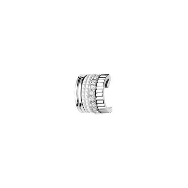 Clip d'oreille Boucheron Quatre Double White Edition en or blanc diamants et hyceram JCO01636