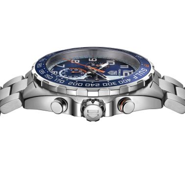 TAG Heuer Formula 1 x Gulf Chronograph quartz watch blue dial steel bracelet 43 mm CAZ101AT.BA0842