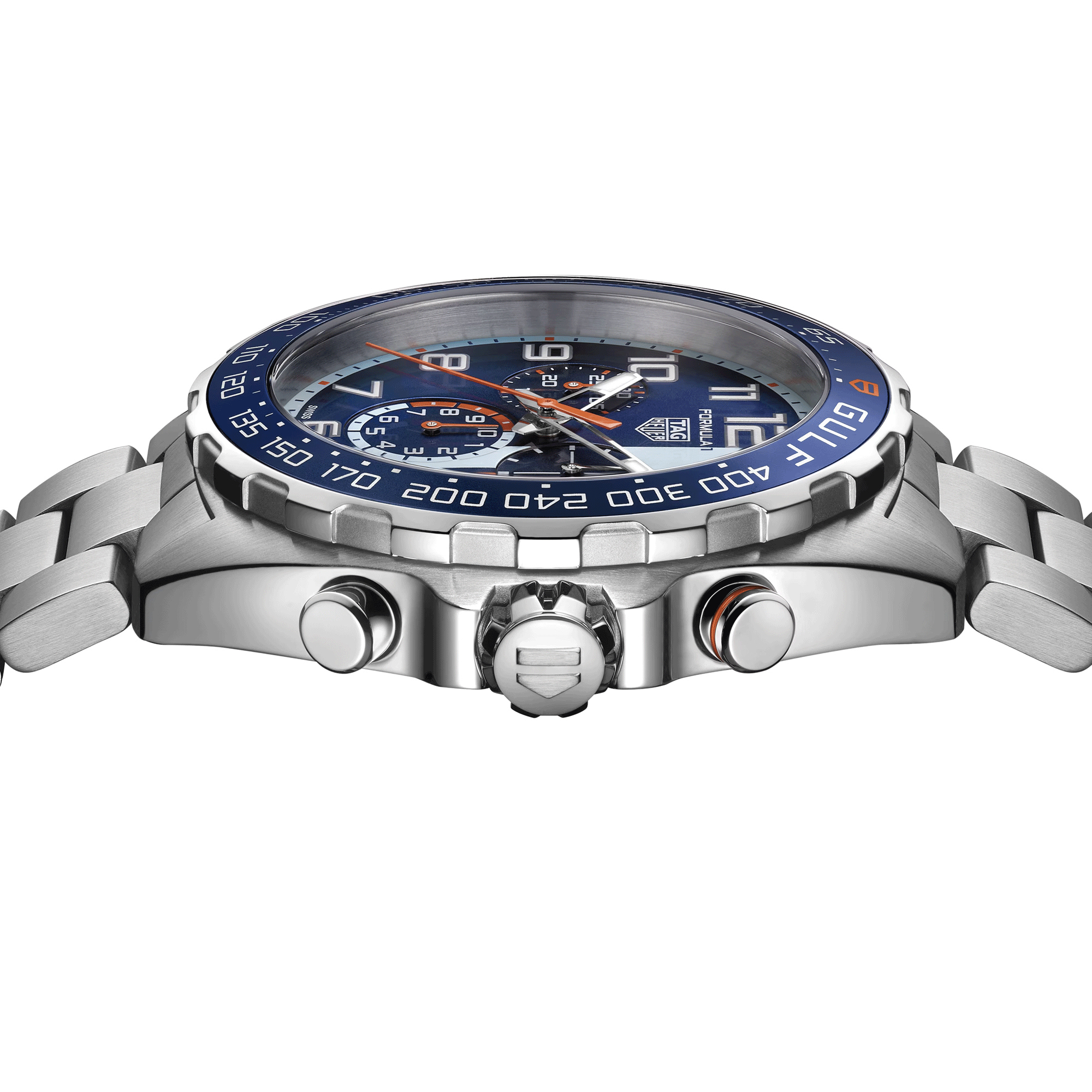 Montre TAG Heuer Formula 1 x Gulf Chronographe quartz cadran bleu bracelet acier 43 mm CAZ101AT.BA0842