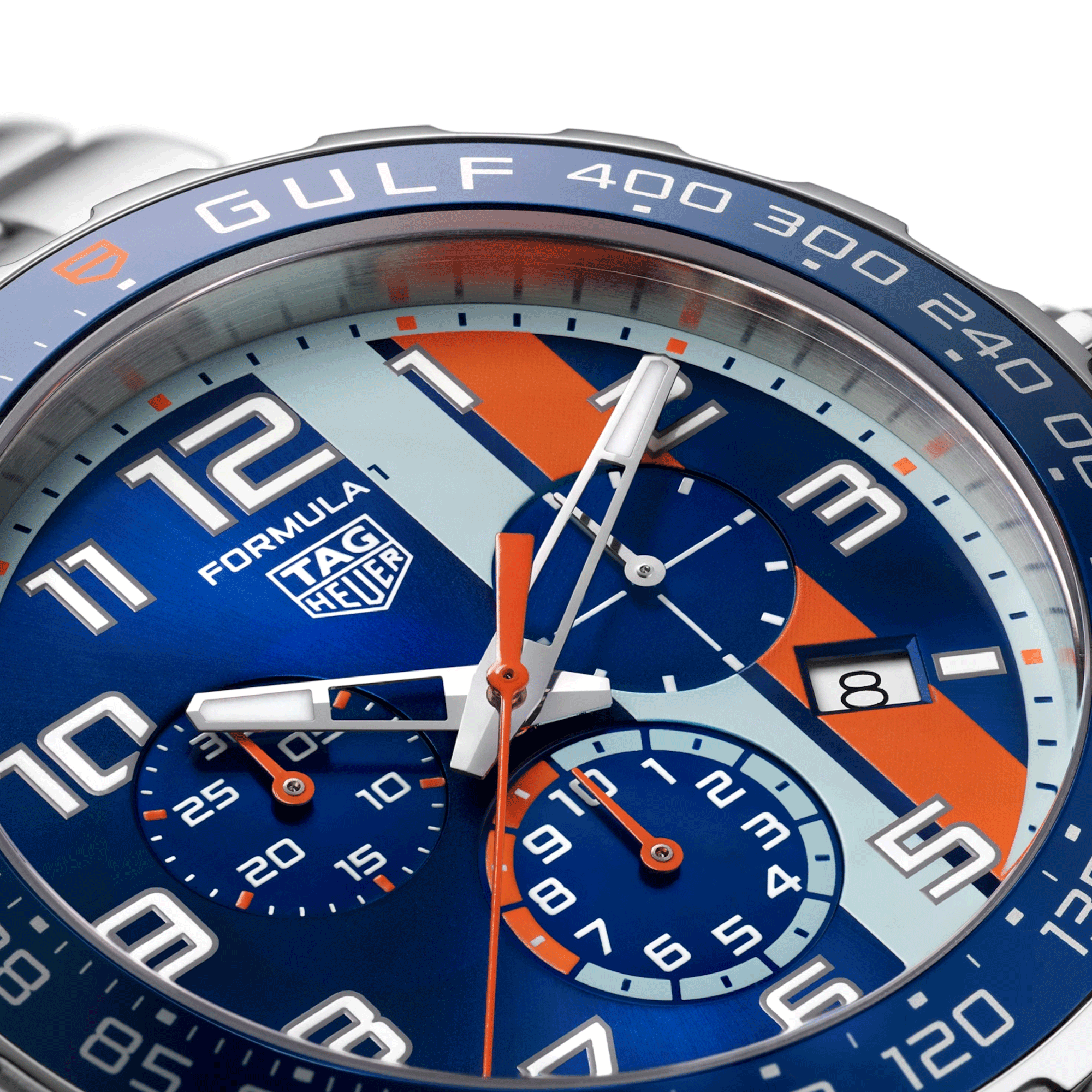 TAG Heuer Formula 1 x Gulf Chronograph quartz watch blue dial steel bracelet 43 mm CAZ101AT.BA0842