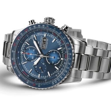 Montre Hamilton Khaki Aviation Converter Chrono automatique cadran bleu bracelet acier 44 mm H76746140