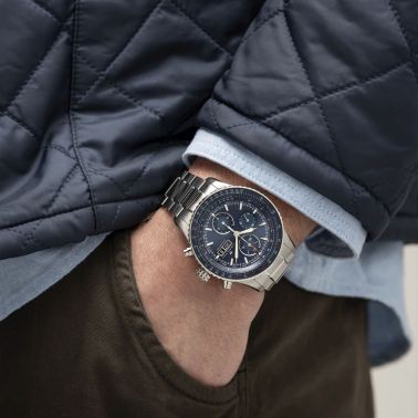 Hamilton Khaki Aviation Converter Chrono automatic watch blue dial steel bracelet 44 mm H76746140