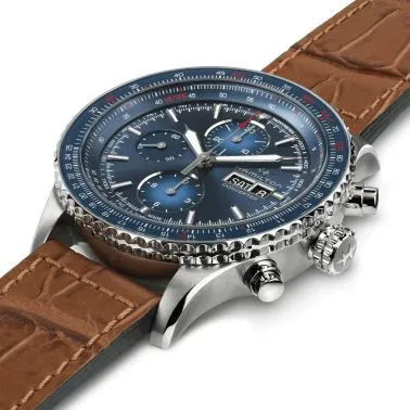 Hamilton Khaki Aviation Converter Chrono automatic watch blue dial brown leather strap 44 mm H76746540