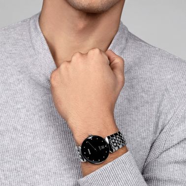 Rado Florence Classic Diamonds quartz watch with diamond markers black dial steel bracelet 38 mm R48912733