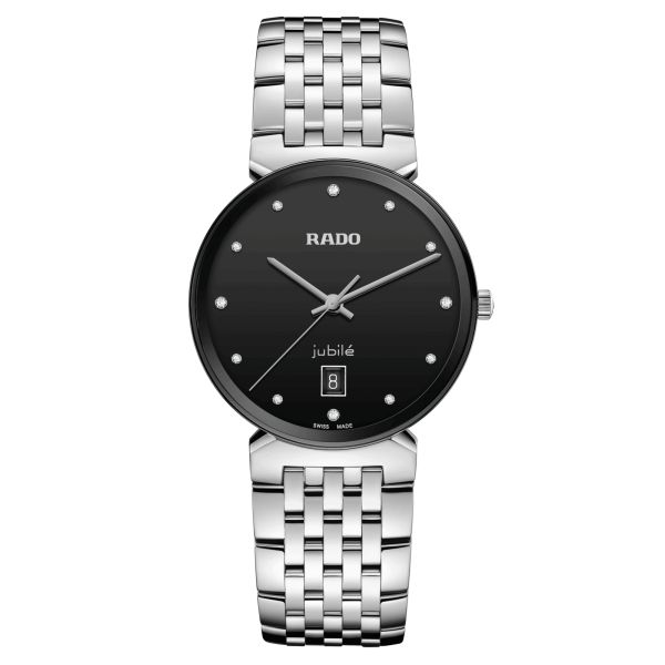 Montre Rado Florence Classic Diamonds quartz index diamants cadran noir bracelet acier 38 mm R48912733