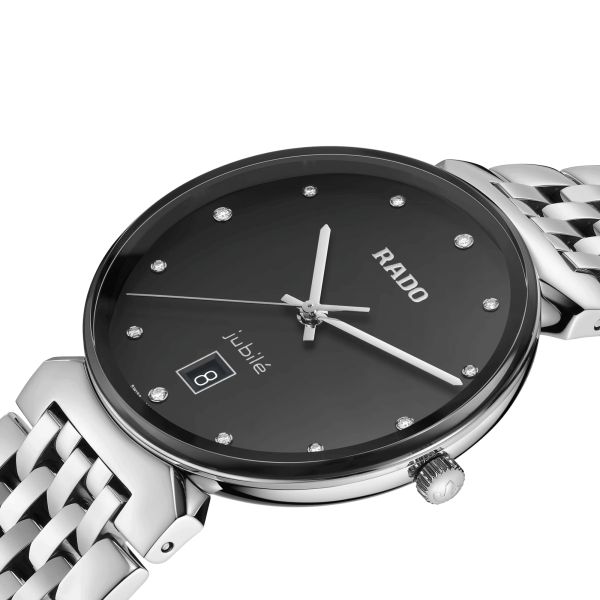 Rado Florence Classic Diamonds quartz watch with diamond markers black dial steel bracelet 38 mm R48912733