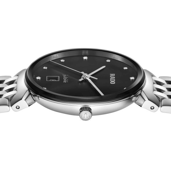 Rado Florence Classic Diamonds quartz watch with diamond markers black dial steel bracelet 38 mm R48912733