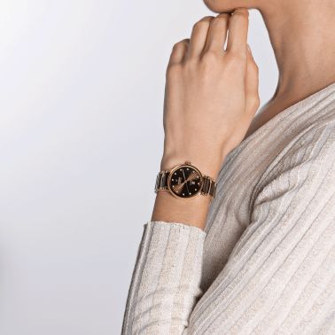 Rado Centrix Diamonds automatic watch with diamond markers brown dial steel and ceramic bracelet 30.5 mm R30019732