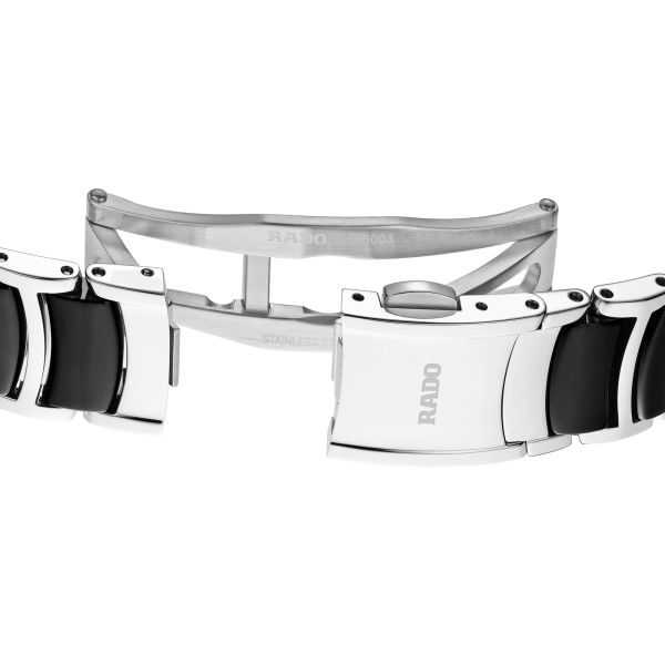 Rado Centrix Diamonds automatic watch with diamond markers black dial steel and ceramic bracelet 30,5 mm R30020742