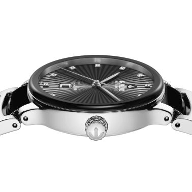 Rado Centrix Diamonds automatic watch with diamond markers black dial steel and ceramic bracelet 30,5 mm R30020742