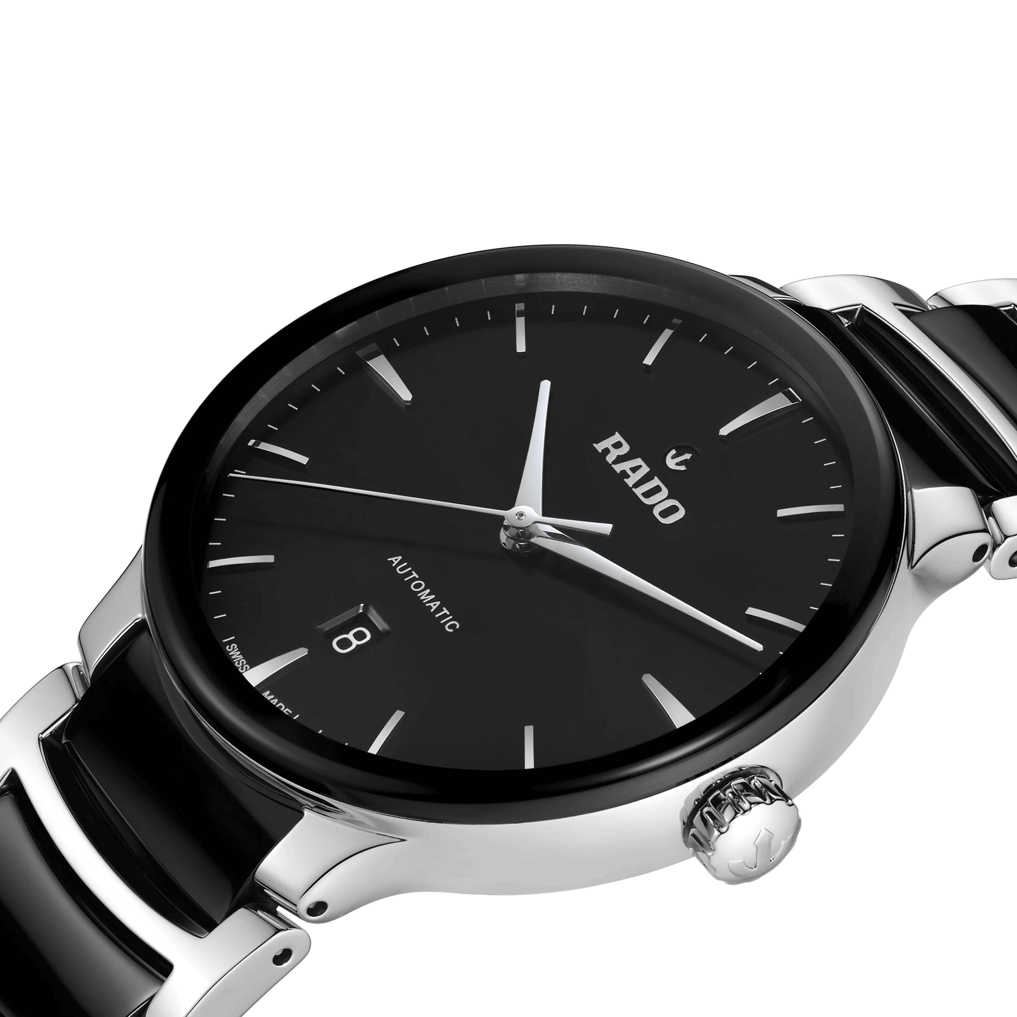 Rado Centrix automatic watch black dial steel and ceramic bracelet 39,5 mm R30018152