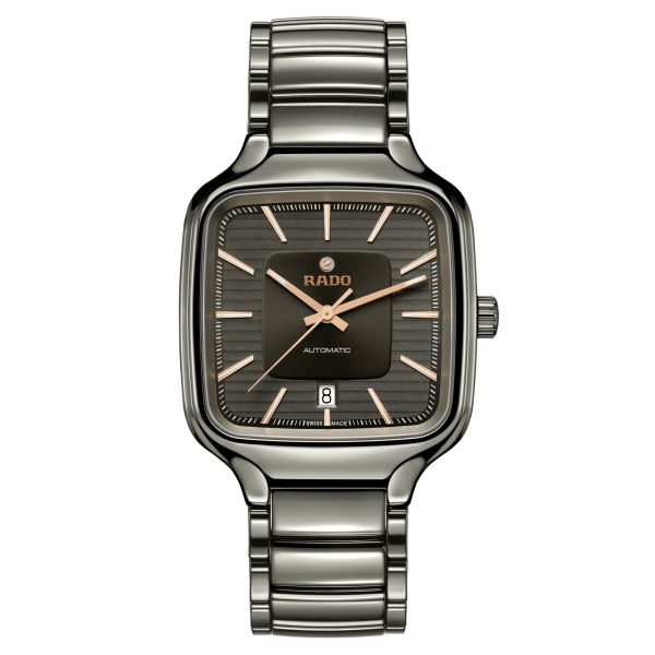 Montre Rado True Square automatique cadran gris bracelet céramique grise 38 mm R27077102