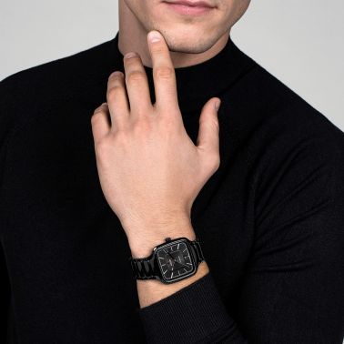 Montre Rado True Square automatique cadran noir bracelet céramique noire 38 mm R27078172