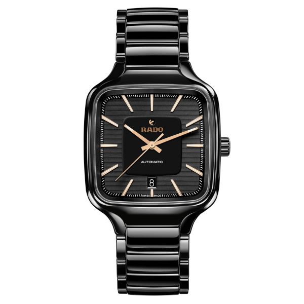 Montre Rado True Square automatique cadran noir bracelet céramique noire 38 mm R27078172